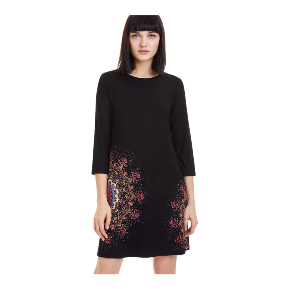 Desigual Black Dress XS Mandala Print Boho Style US XS New